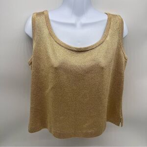 St. John Gold Metallic Santana Knit Tank Top w/Scoop Neck Women's Size M